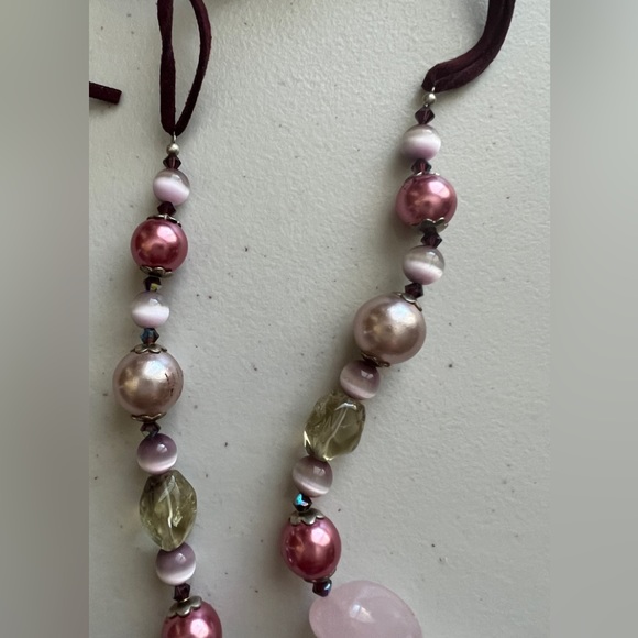 📿ANTHROPOLOGIE Purple💜Pink💗 Semi-Precious Stones & Beads Necklace NEW - Picture 4 of 6